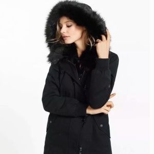 Express Black Faux Fur Trim Parka coat